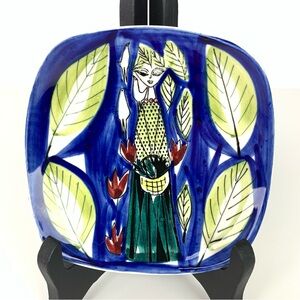 Stavangerflint Norway Handpainted Vtg Decorative Plate Scandinavian MCM Woman
